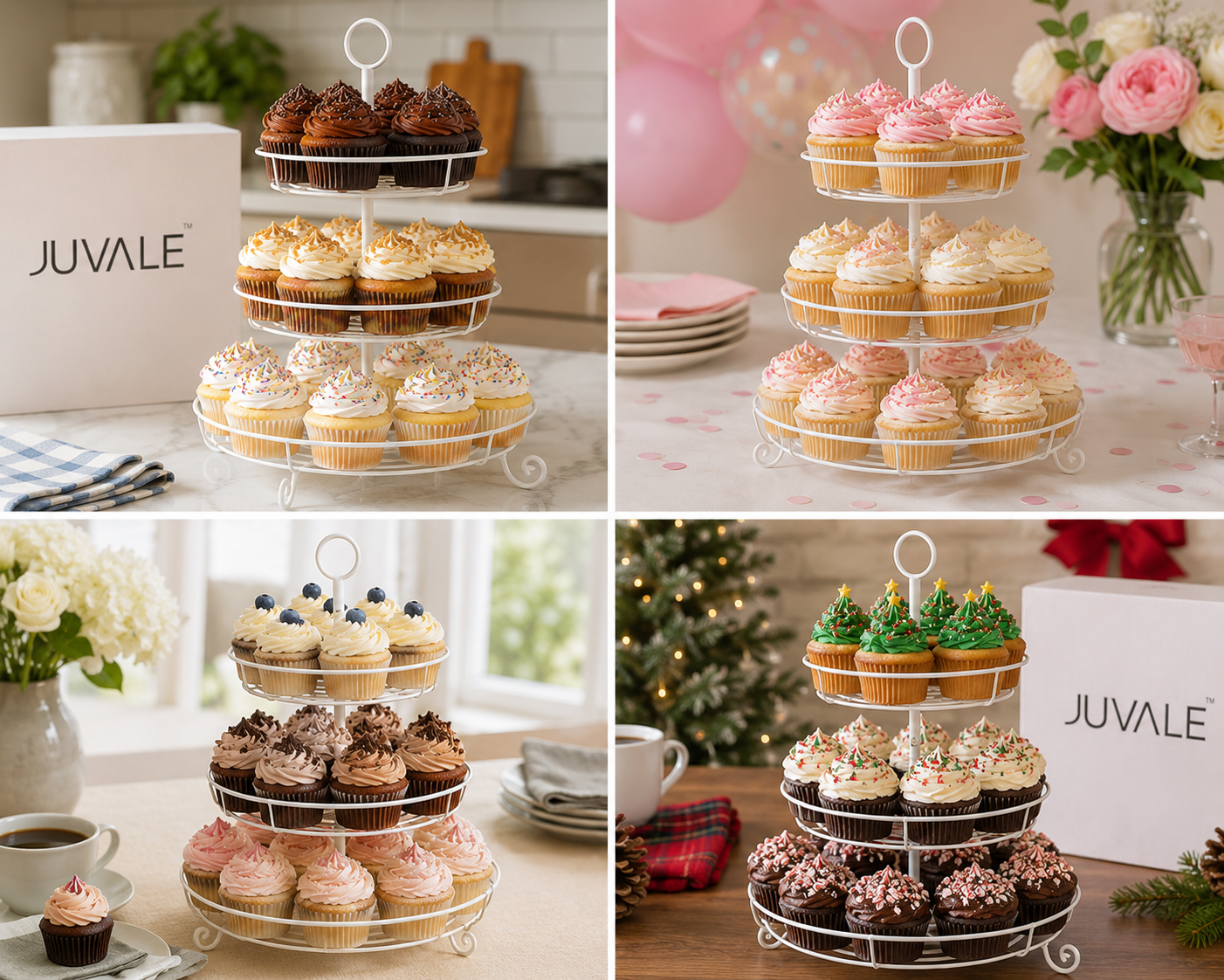 Juvale Circular Steel Cupcake Stand Centerpiece