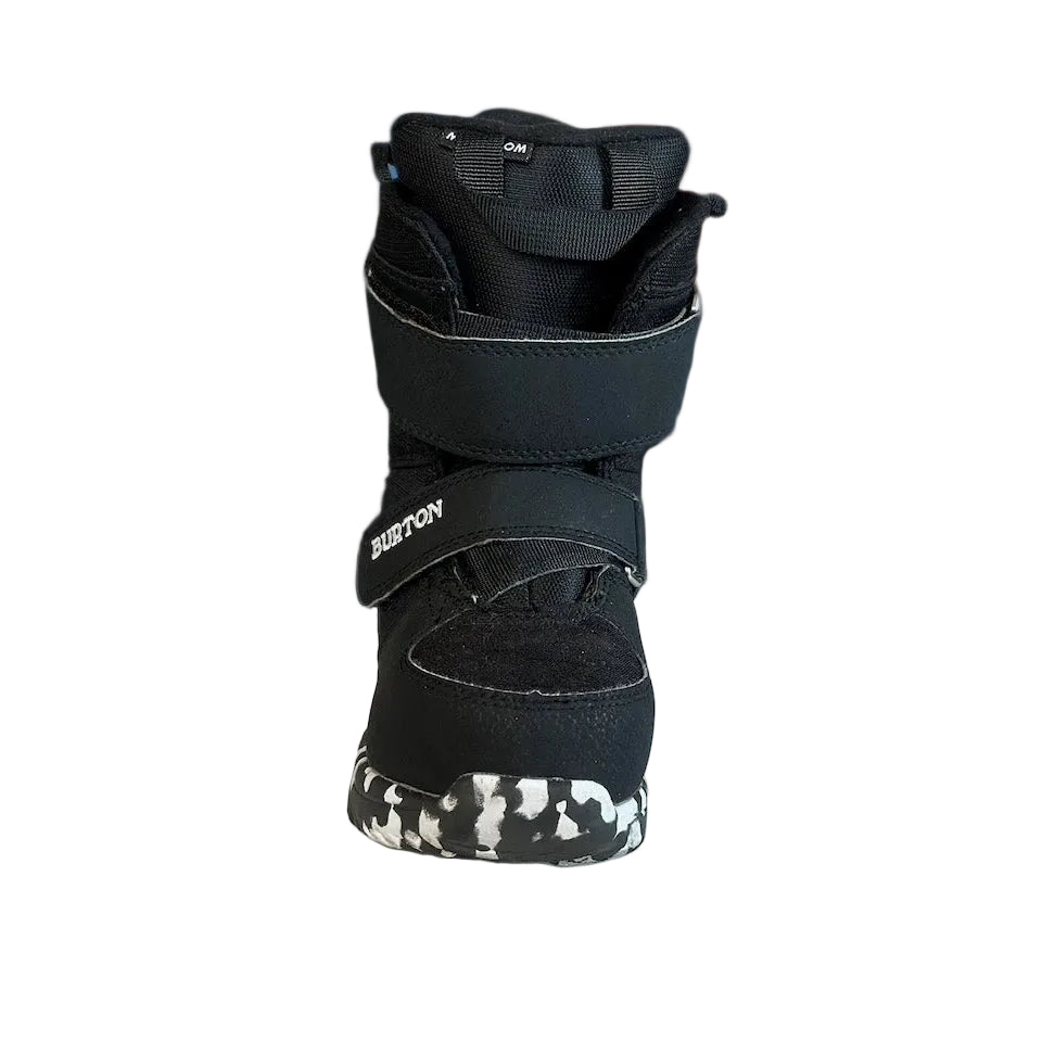 Burton Mini Grom kids snowboard boots size 13C black front right view – used
