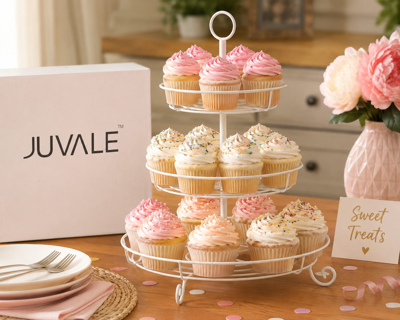 Juvale Circular Steel Cupcake Stand Centerpiece