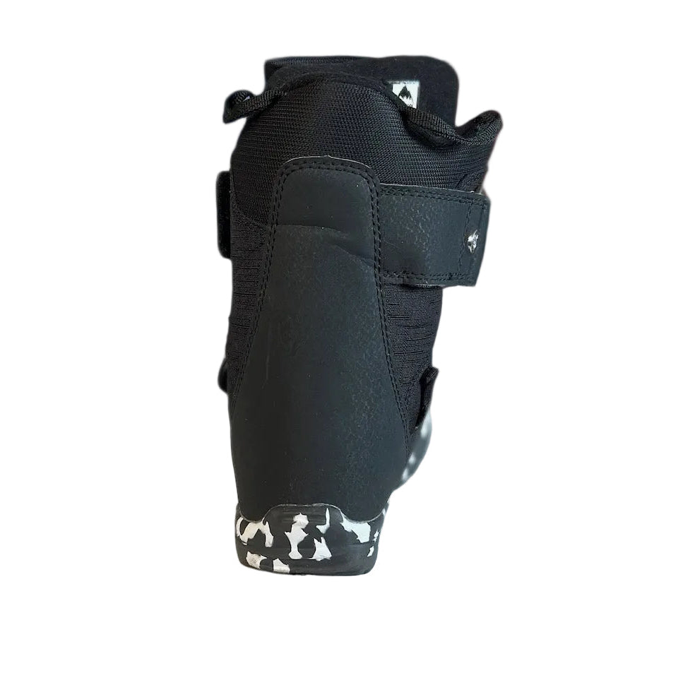 Burton Mini Grom kids snowboard boots size 13C black back view with Burton logo – used