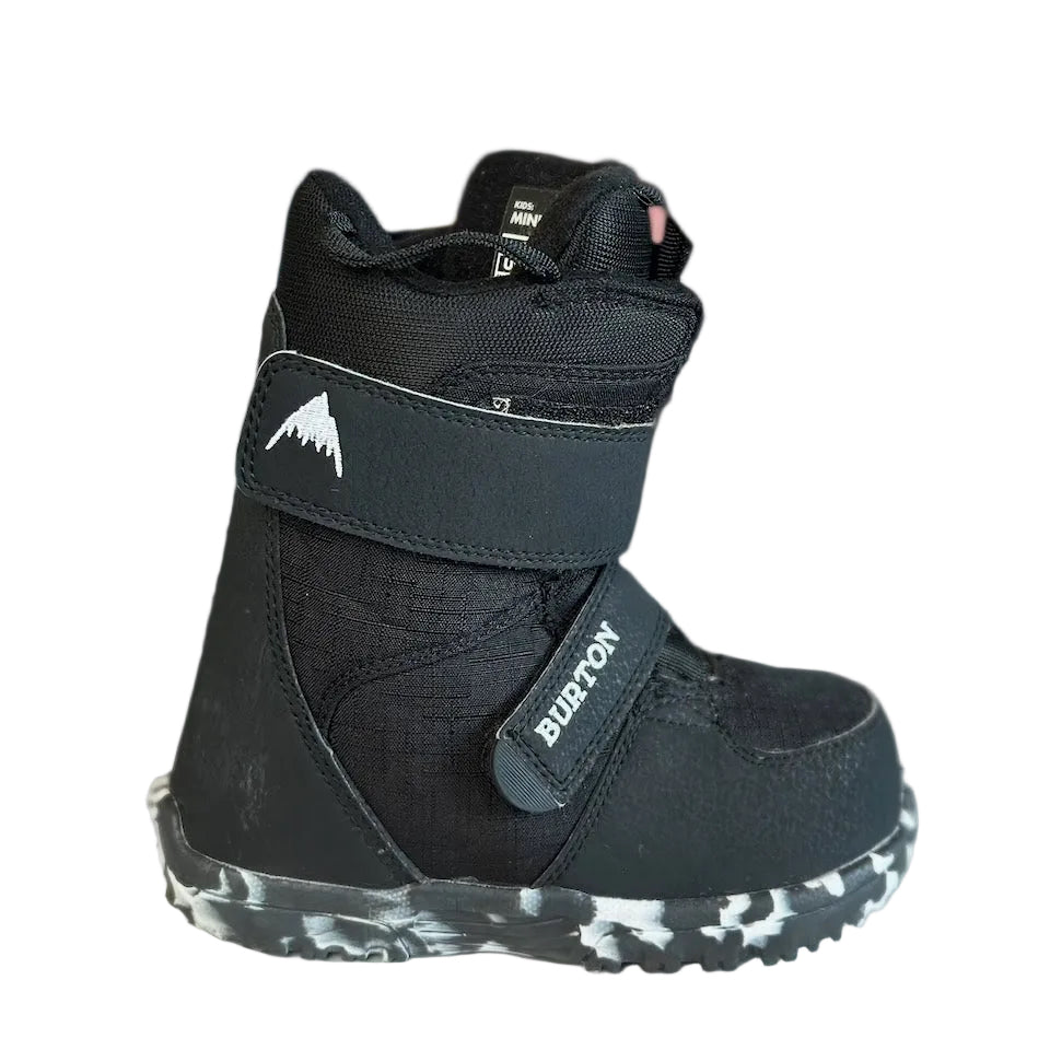 Burton Mini Grom kids snowboard boots size 13C black right outside view – used