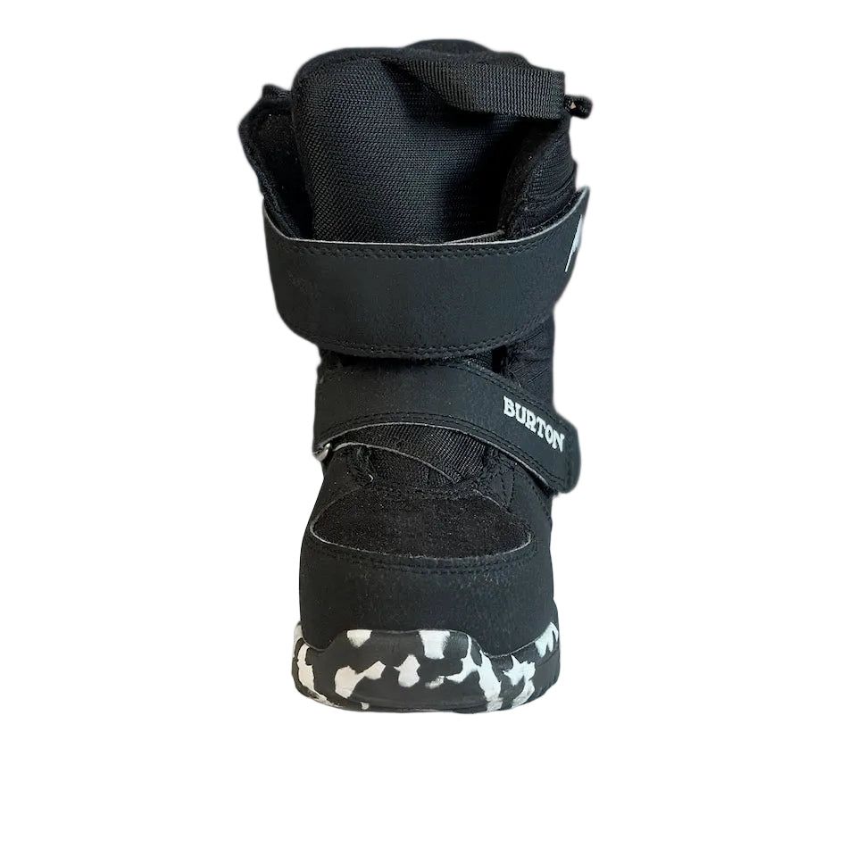 Burton Mini Grom kids snowboard boots size 13C black left front view – used
