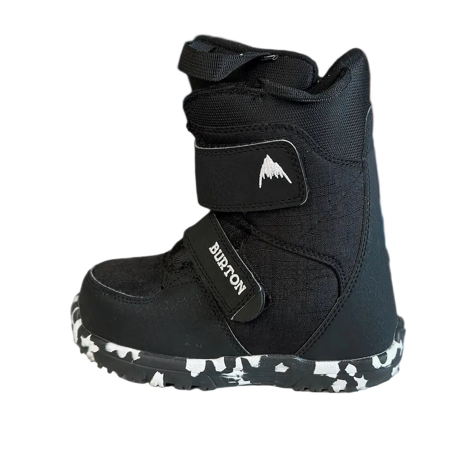 Burton Mini Grom kids snowboard boots size 13C black right outside view – used